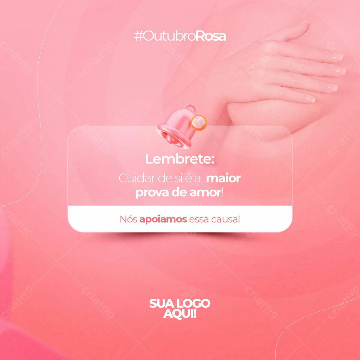 Selo 3D de conscientização Outubro Rosa rosa claro