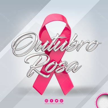 Outubro rosa selo 3d para composicao 3