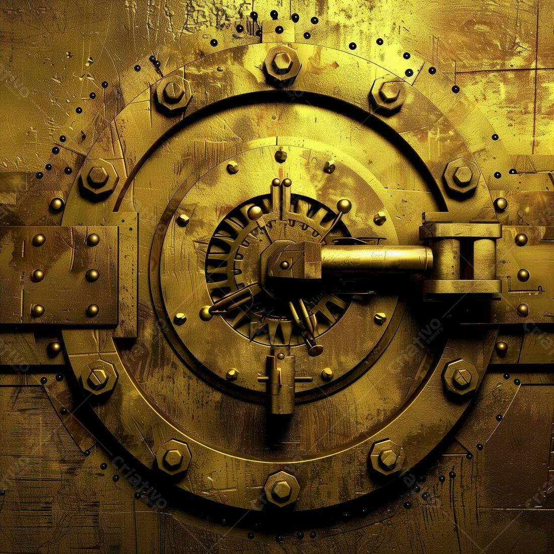Porta de cofre dourada estilo steampunk