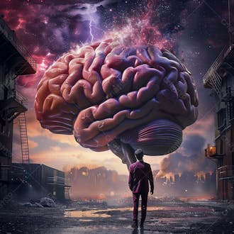 Homem e um cérebro no apocalipse | imagem