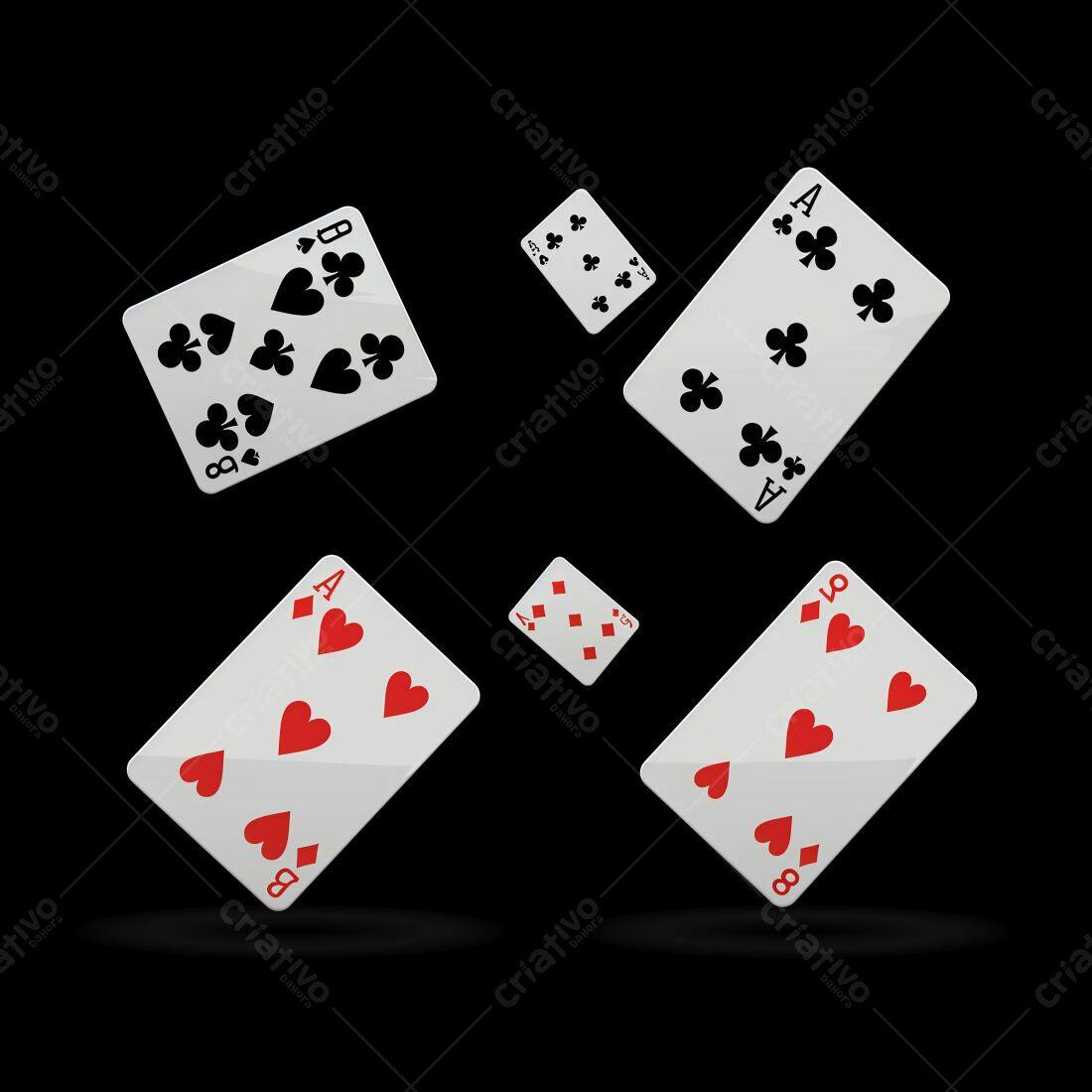 Cartas de baralho caindo fundo preto