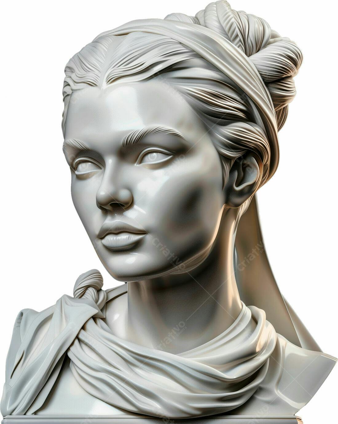 Busto feminino de mármore branco estilo clássico