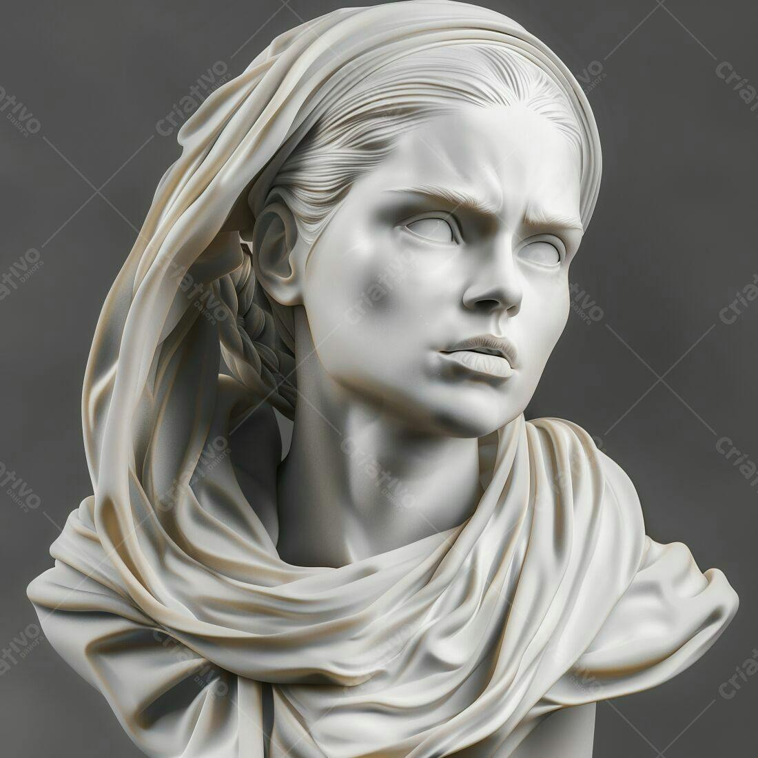 Busto de mulher em mármore branco