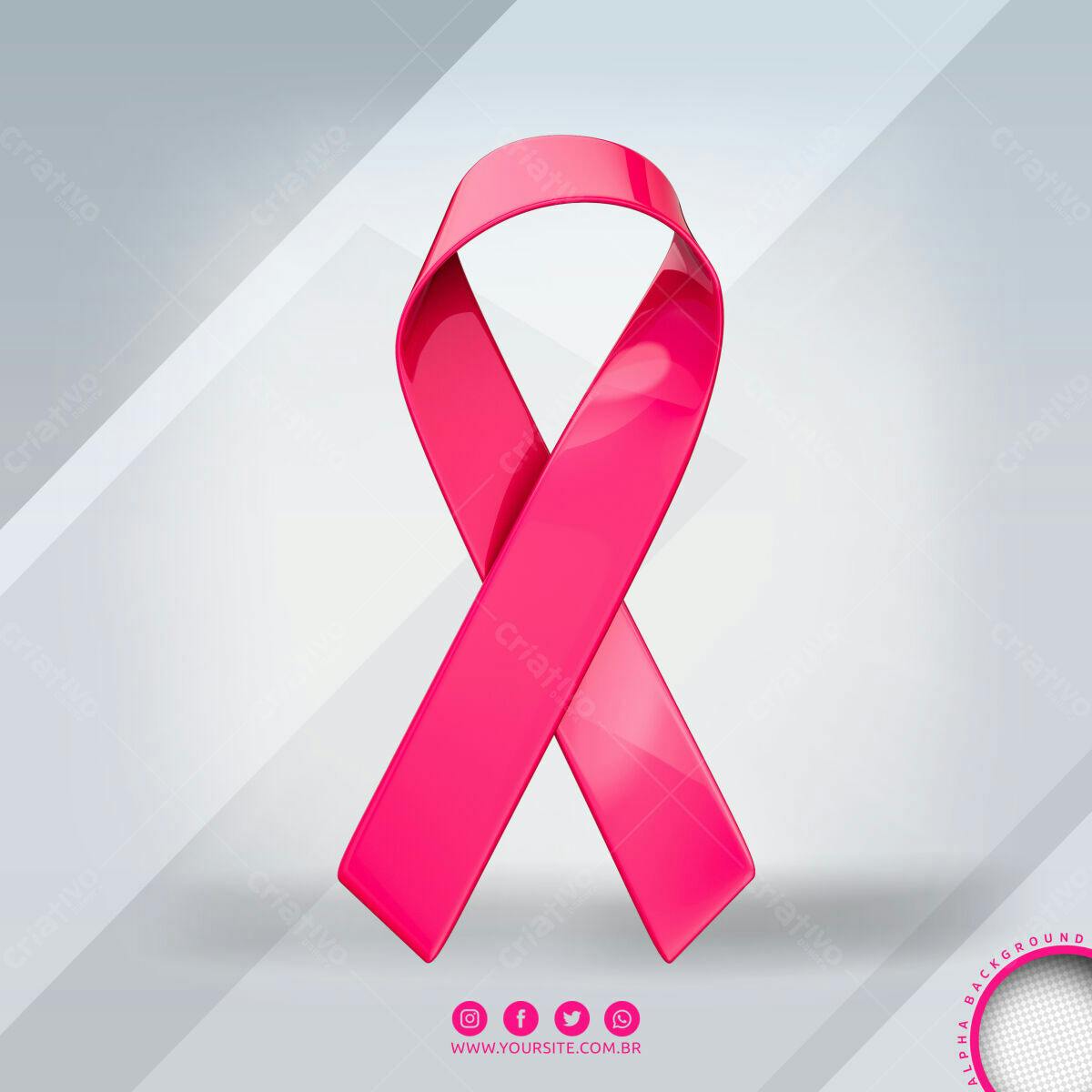 Fita Rosa Outubro Rosa PSD Editável