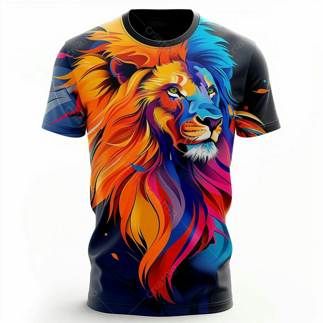 Camiseta Leão Colorido Arte Abstrata