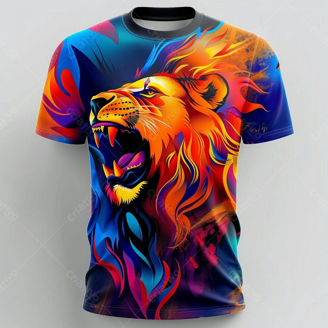 Leão em cores vibrantes camiseta