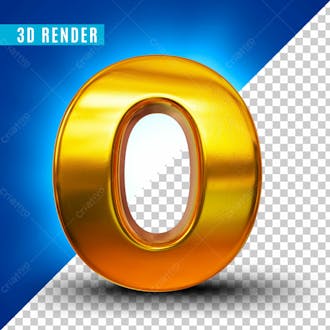 Elemento 3d numero 0 dourado para composicao psd