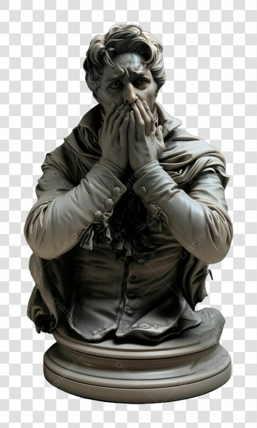 ESTÁTUA DE UM HOMEM ASSUSTADO - IMAGEM SEM FUNDO PNG