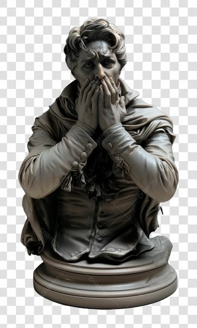ESTÁTUA DE UM HOMEM ASSUSTADO - IMAGEM SEM FUNDO PNG