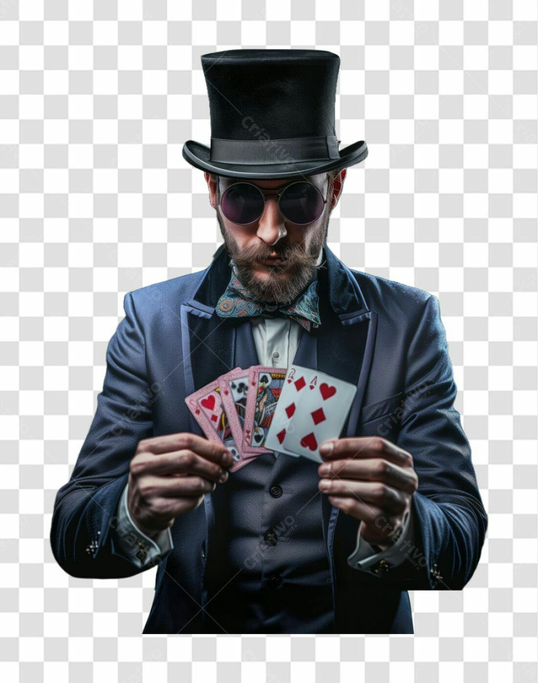 Imagem PNG Mago com cartas fundo transparente