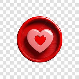 Elemento 3d coração em circulo png transparente