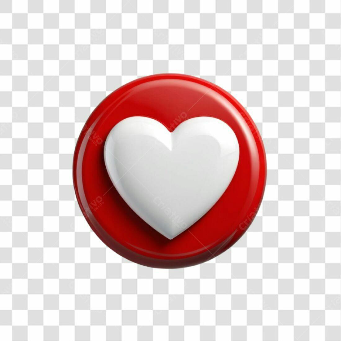 Ícone Coração Vermelho e Branco PNG com fundo transparente