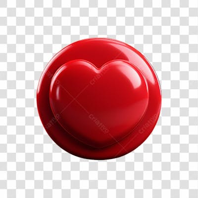 Elemento 3D Coração Em Circulo Png Transparente (10)