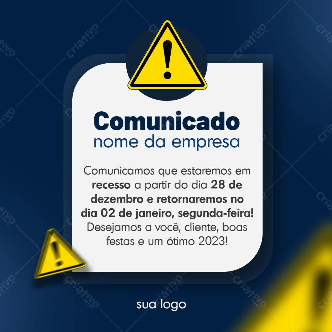 Comunicado de Fim de Ano PSD Editável