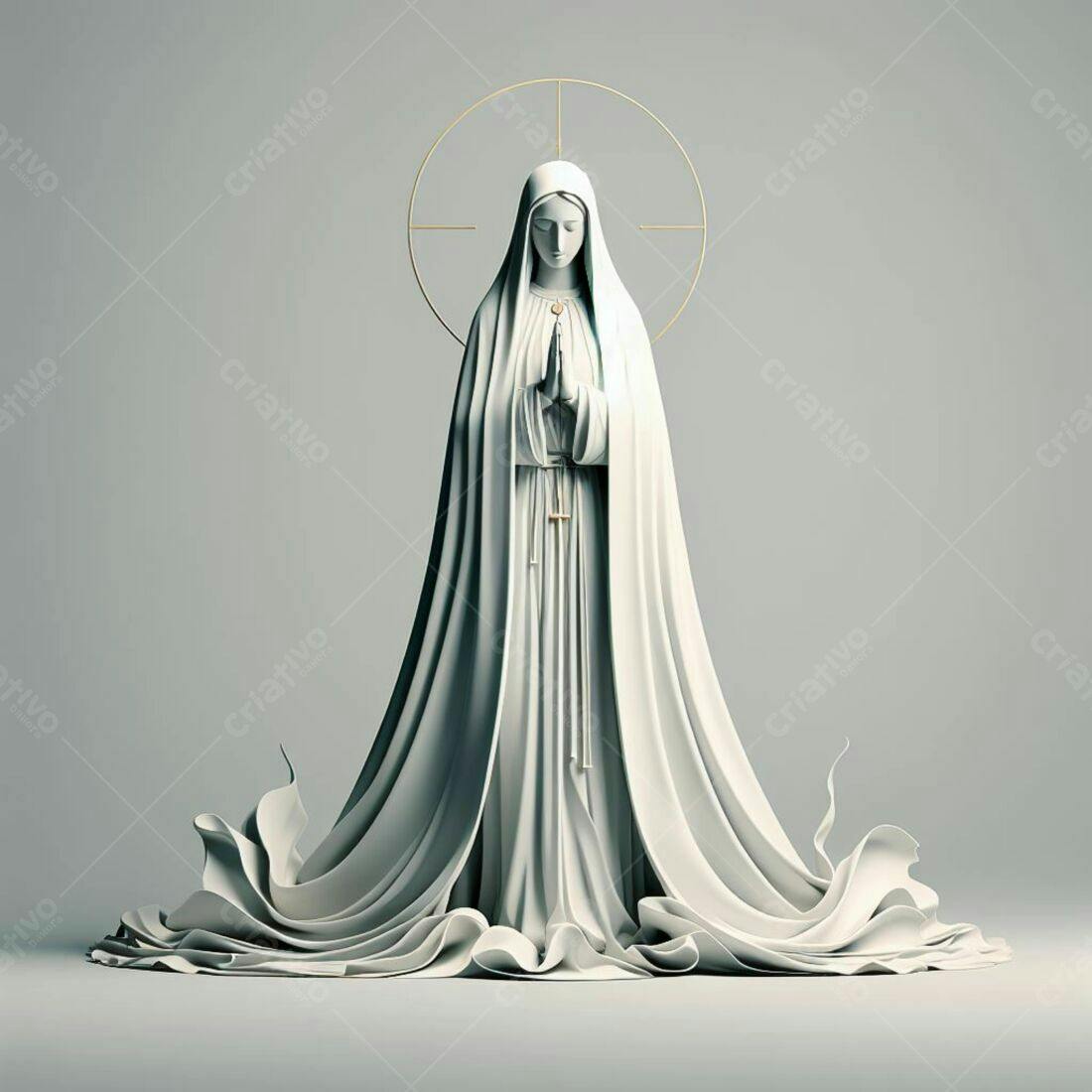Estátua Virgem Maria em tons claros