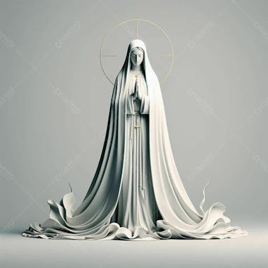 Composição de nossa senhora de fátima, gerada por ia, minimalista, em fundo cinza v.1