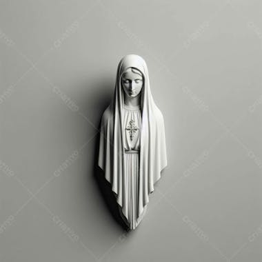 Composição de nossa senhora de fátima, gerada por ia, minimalista, em fundo cinza v.2