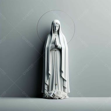 Composição de nossa senhora de fátima, gerada por ia, minimalista, em fundo cinza v.3