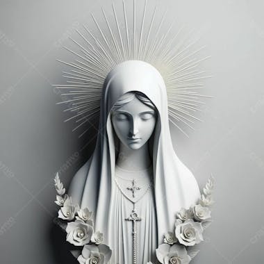 Composição de nossa senhora de fátima, gerada por ia, minimalista, em fundo cinza v.4