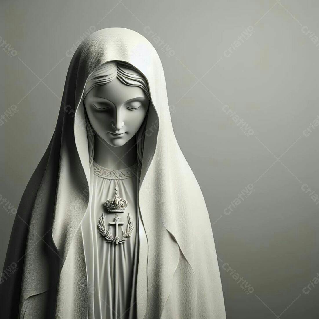 Estátua de Nossa Senhora em tom branco