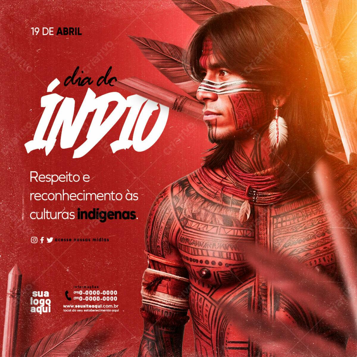 Flyer Dia do Índio PSD Editável