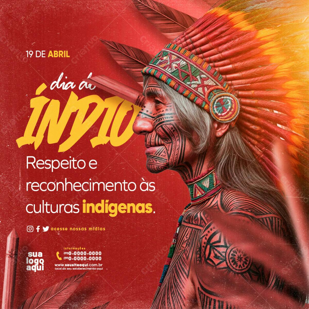 Flyer Dia do Índio PSD Editável