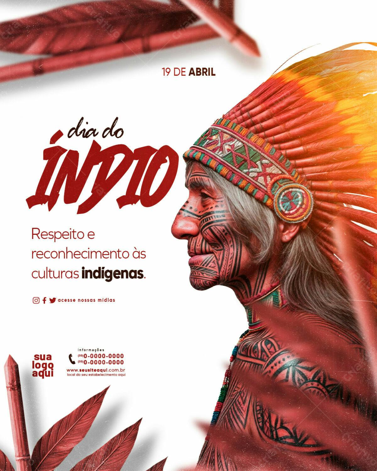 Flyer Dia do Índio PSD Editável
