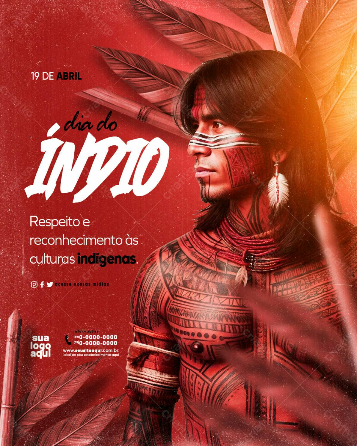 Flyer Dia do Índio PSD Editável