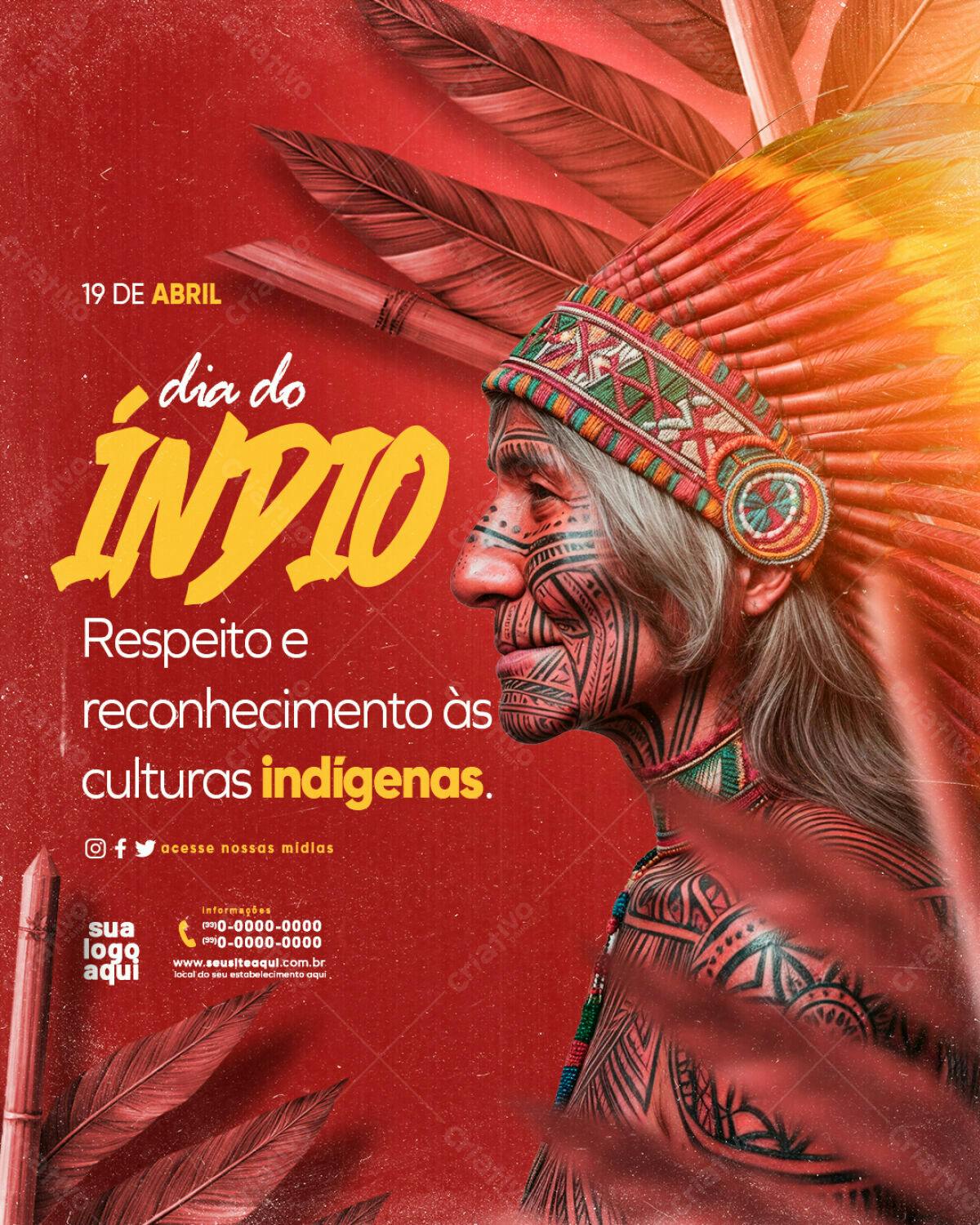 Flyer Dia do Índio PSD Editável