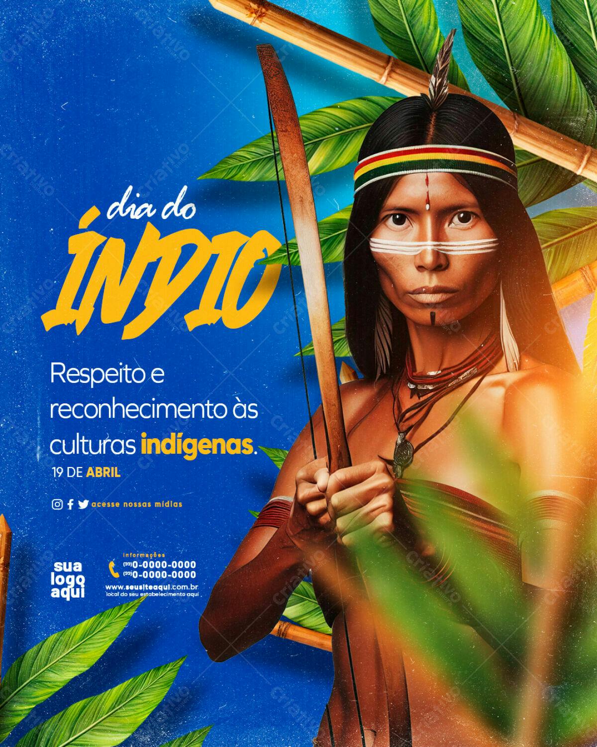 Flyer Dia do Índio PSD Editável