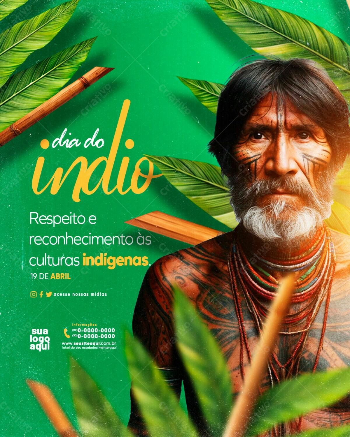 Flyer Dia do Índio PSD Editável