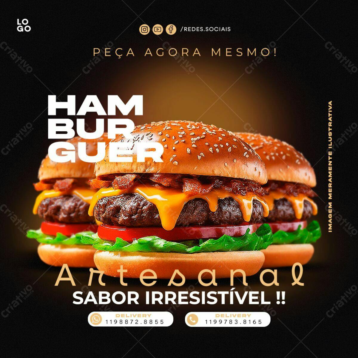Post para Hamburgueria PSD Editável