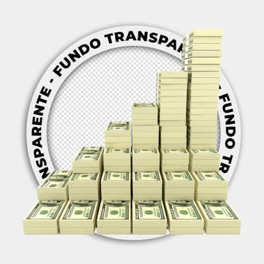 Pilha de dinheiro, dólar, reais | imagem sem fundo | png | psd editável