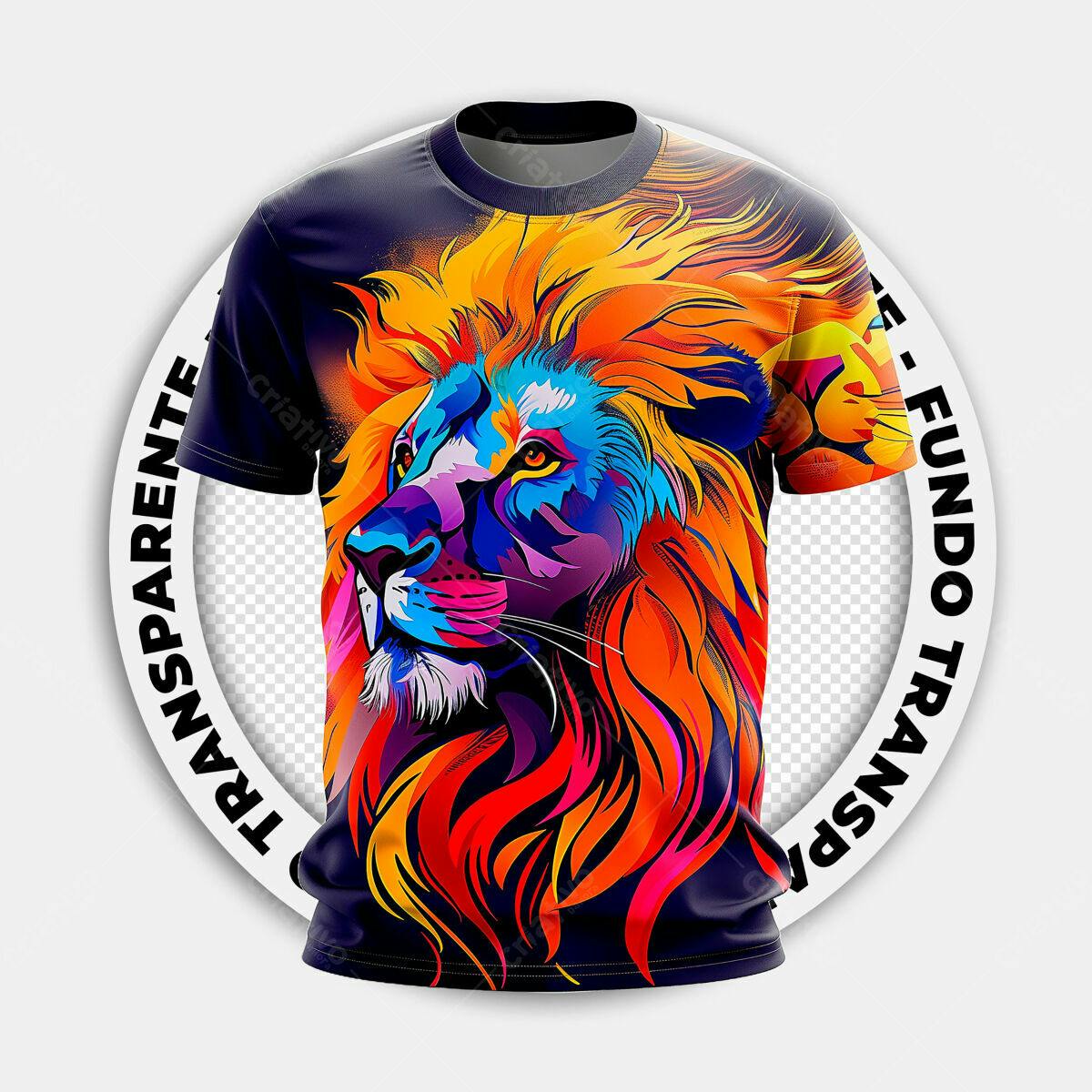 Camiseta Leão Colorido PSD Editável
