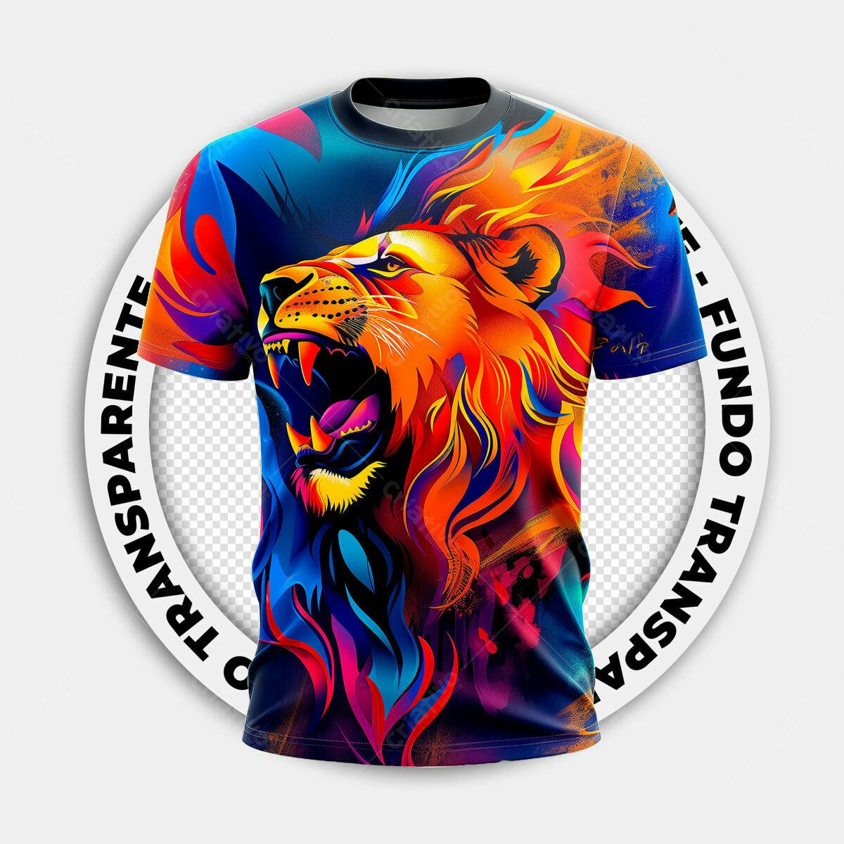 Camiseta Leão Fogo PSD Editável