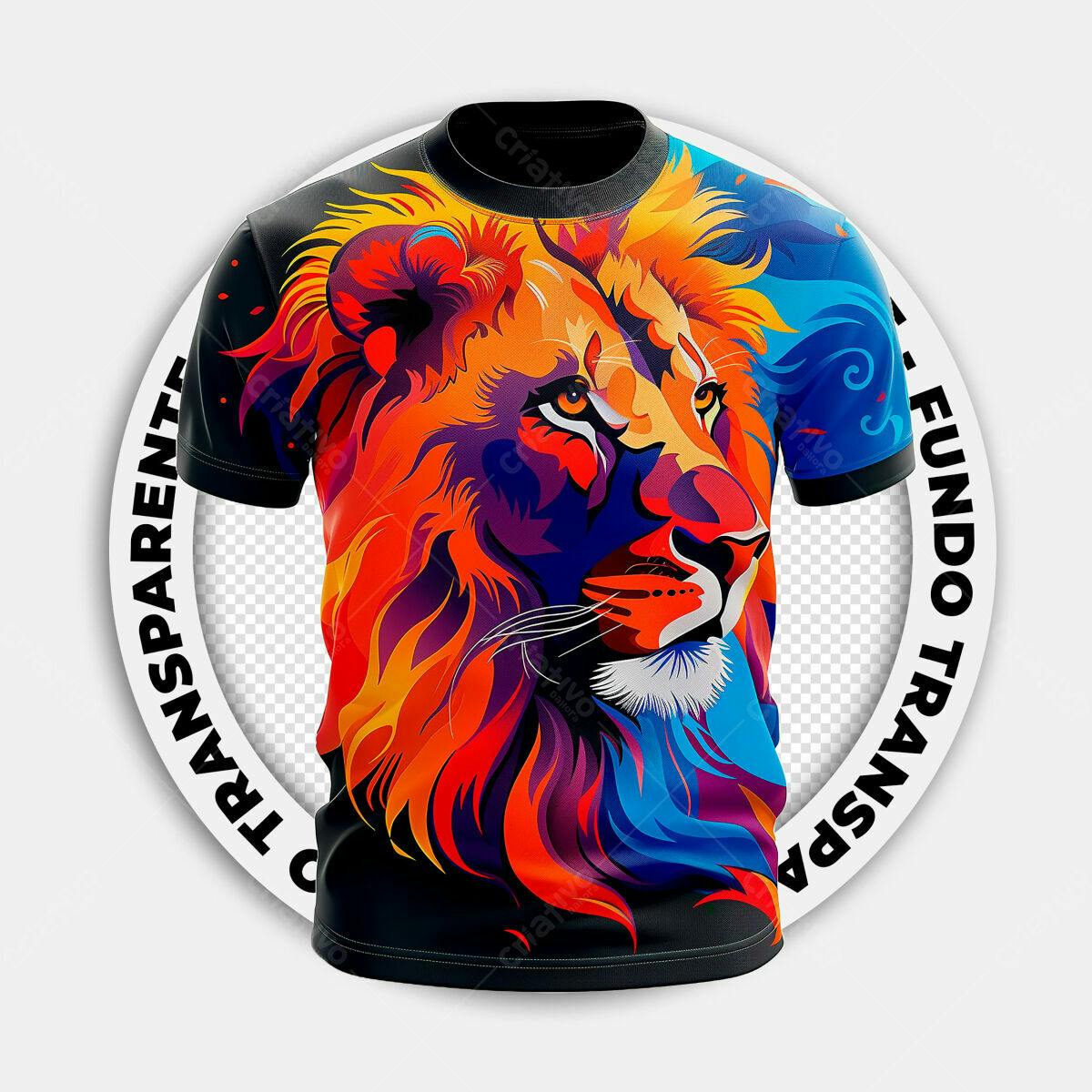 Camiseta Leão Colorido PSD Editável