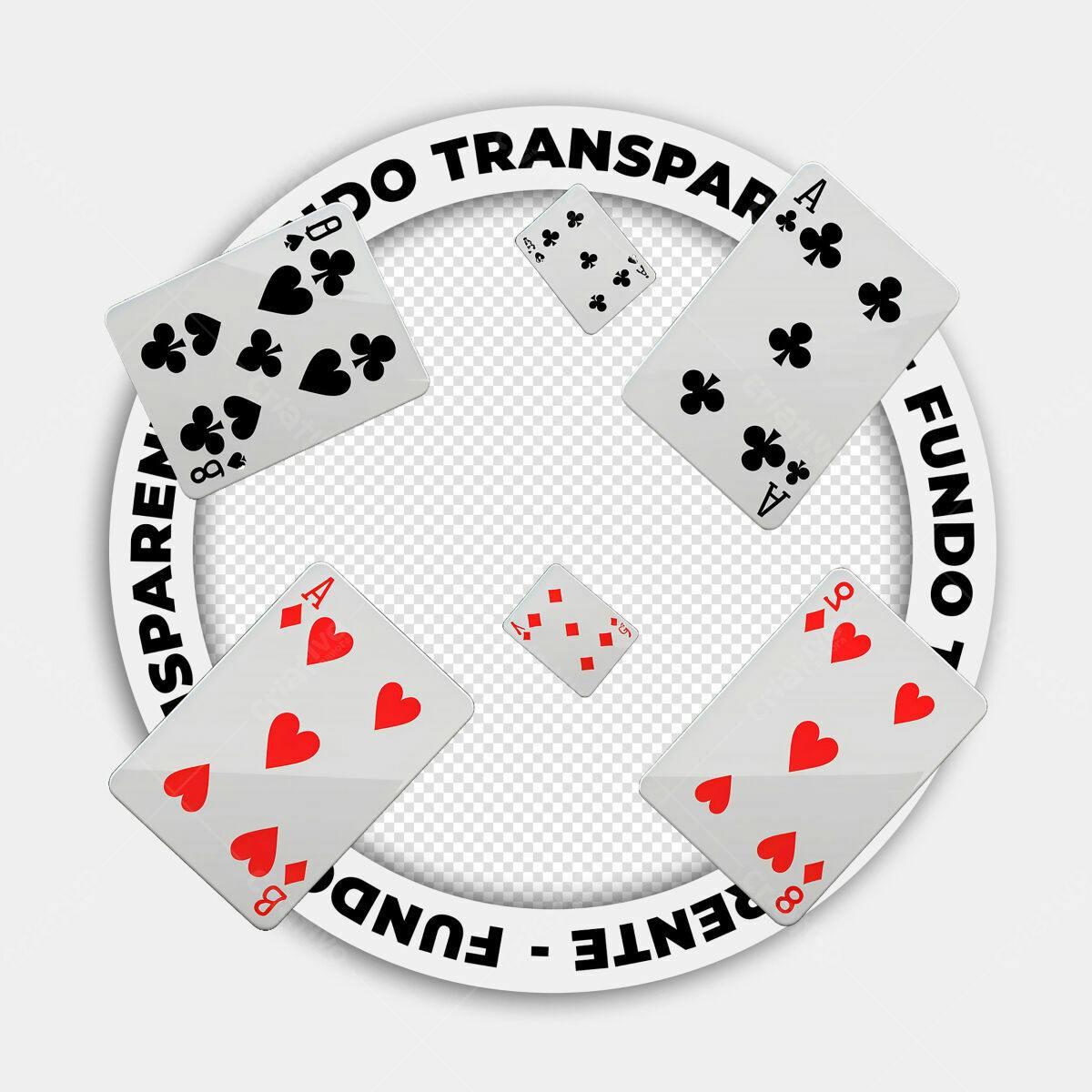Moldura Circular com Cartas de Baralho PSD Editável