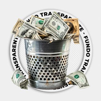 Dinheiro no lixo | imagem sem fundo | png | psd editável