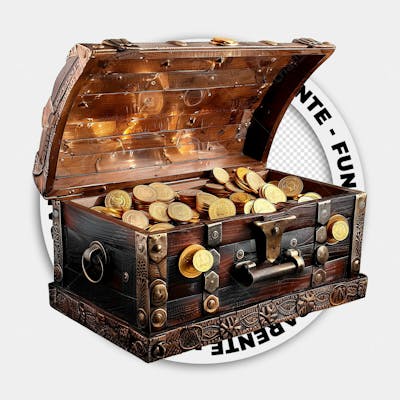 BAU DO TESOURO PIRATA | IMAGEM SEM FUNDO | PNG | PSD EDITÁVEL