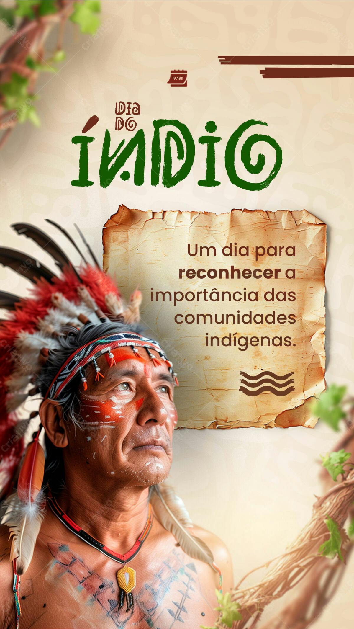 Post para o Dia do Índio PSD Editável