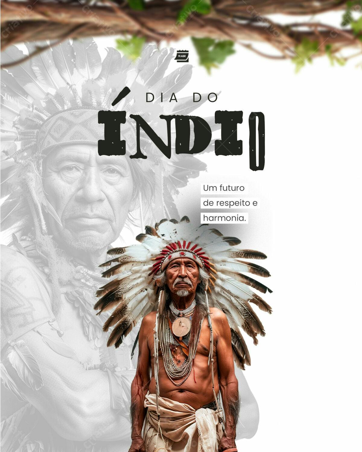 Poster Dia do Índio PSD Editável