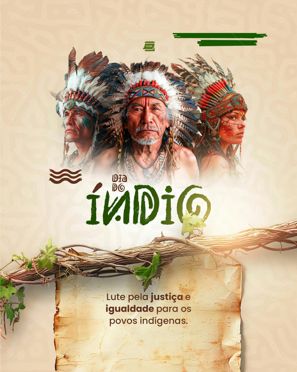 Poster Dia do Índio PSD Editável