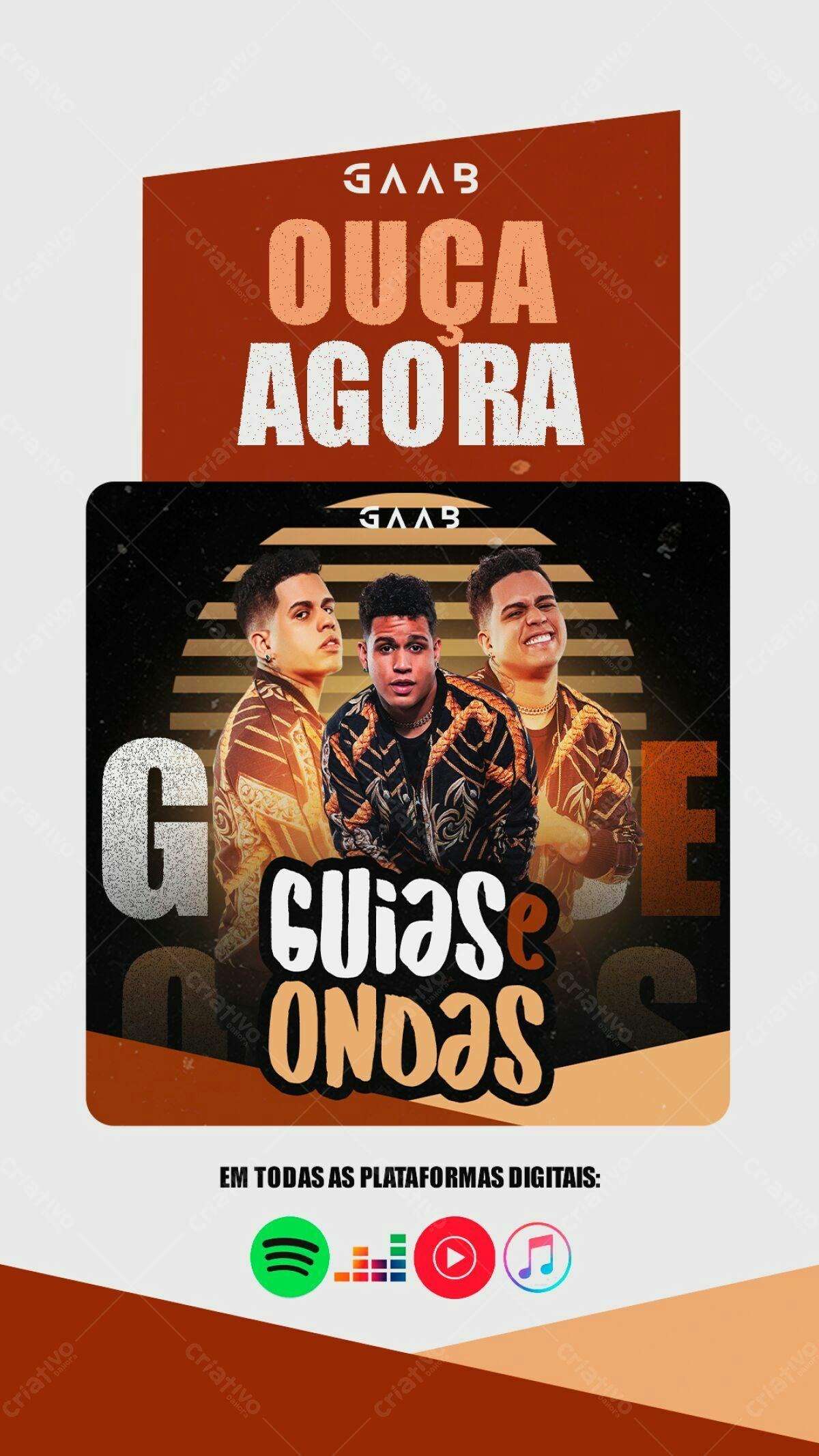 Flyer Musical para Lançamento da Música Guias e Ondas PSD Editável
