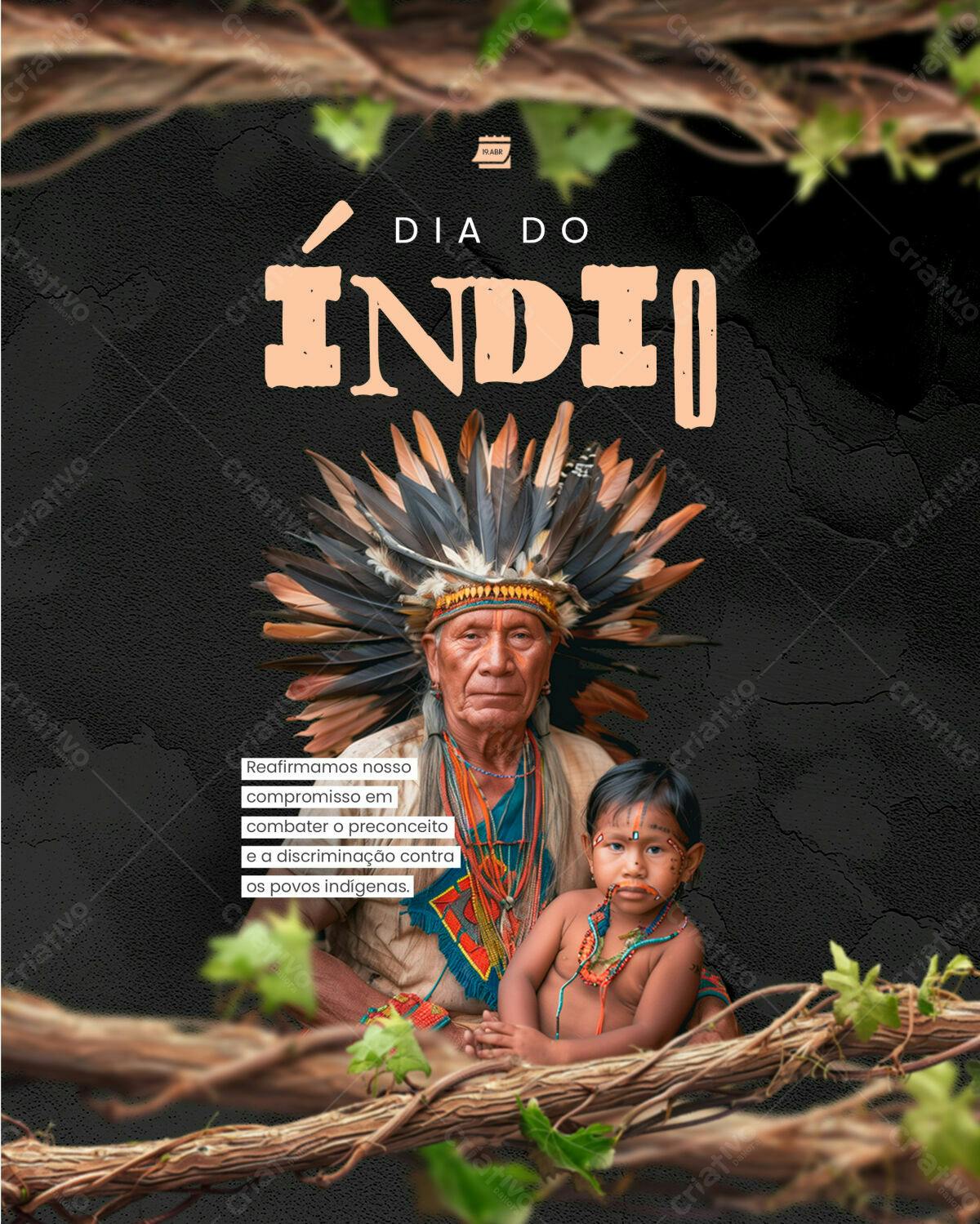 Post para o Dia do Índio PSD Editável
