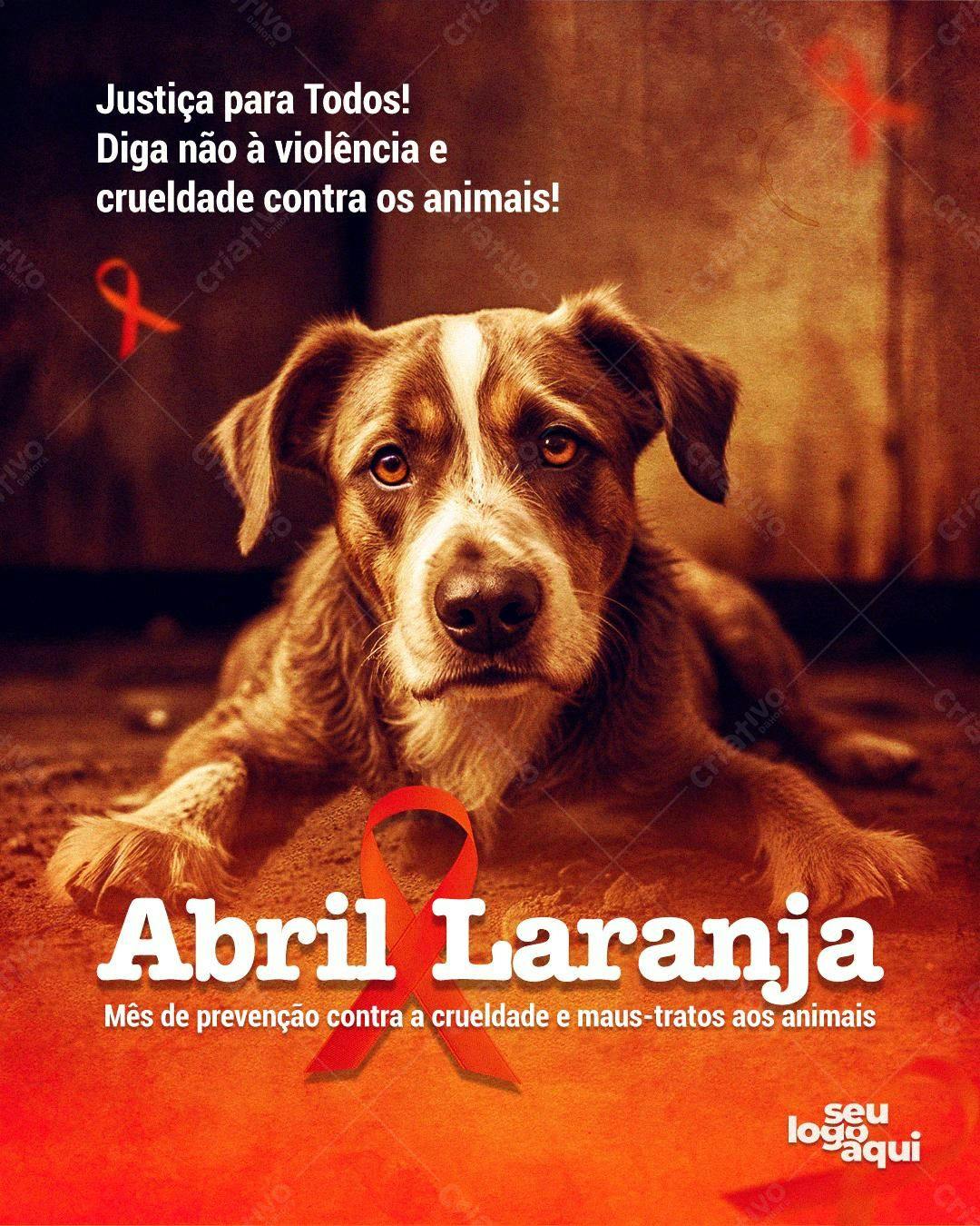 Poster Abril Laranja PSD Editável
