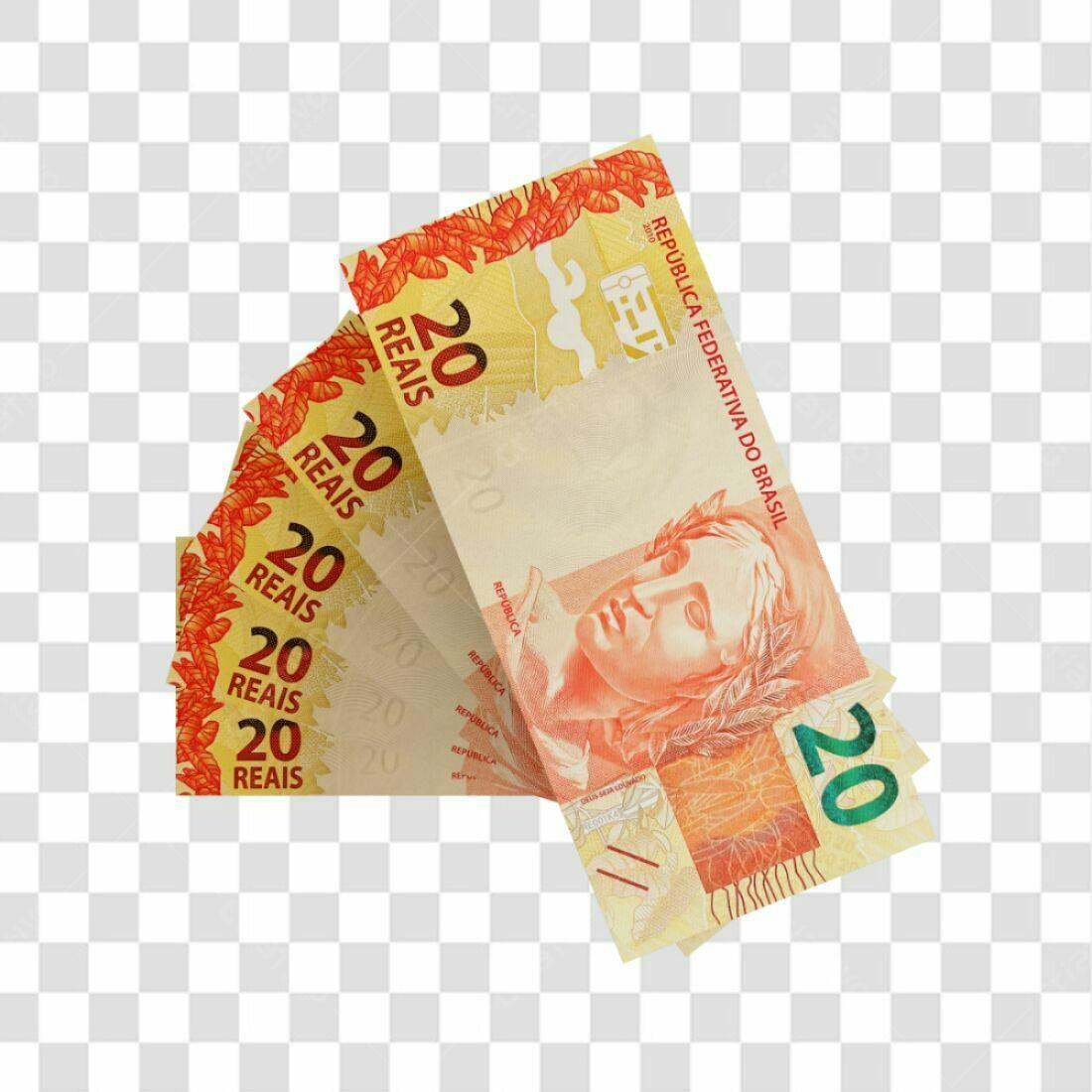 Icone Dinheiro 20 Reais PNG com fundo transparente