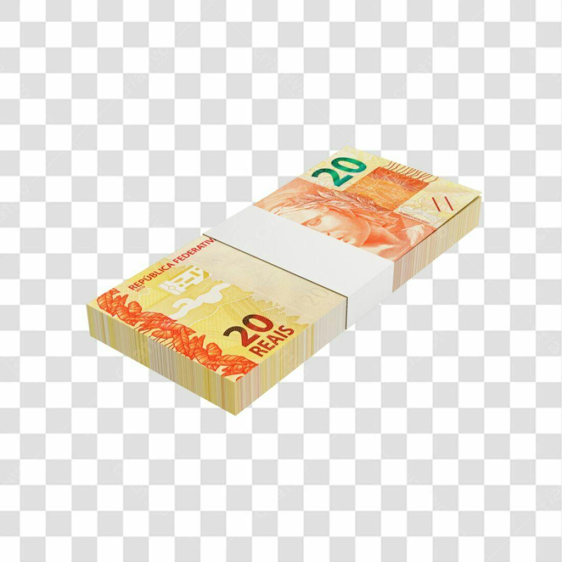 Ilustração Pilha de Notas 20 Reais PNG com fundo transparente