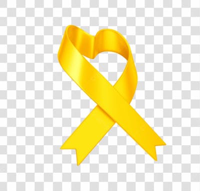 Elemento 3D Laço Fita Ribbon Amarelo Em Formato De Coração Png Transparente Sem Fundo (1)