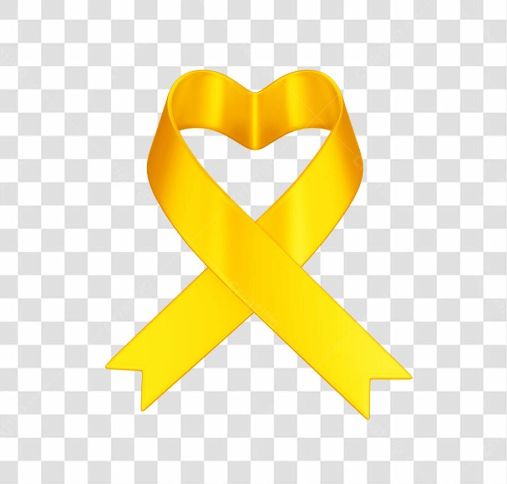 Elemento 3D Laço Fita Ribbon Amarelo Em Formato De Coração Png Transparente Sem Fundo (2)