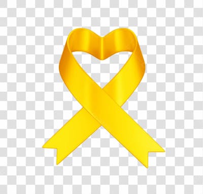 Elemento 3D Laço Fita Ribbon Amarelo Em Formato De Coração Png Transparente Sem Fundo (2)